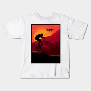 MTB airplane sunset Kids T-Shirt